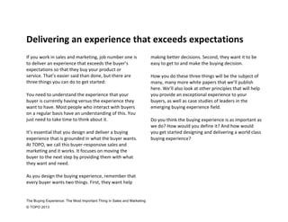 Delivering Buying Experiences that Exceed .